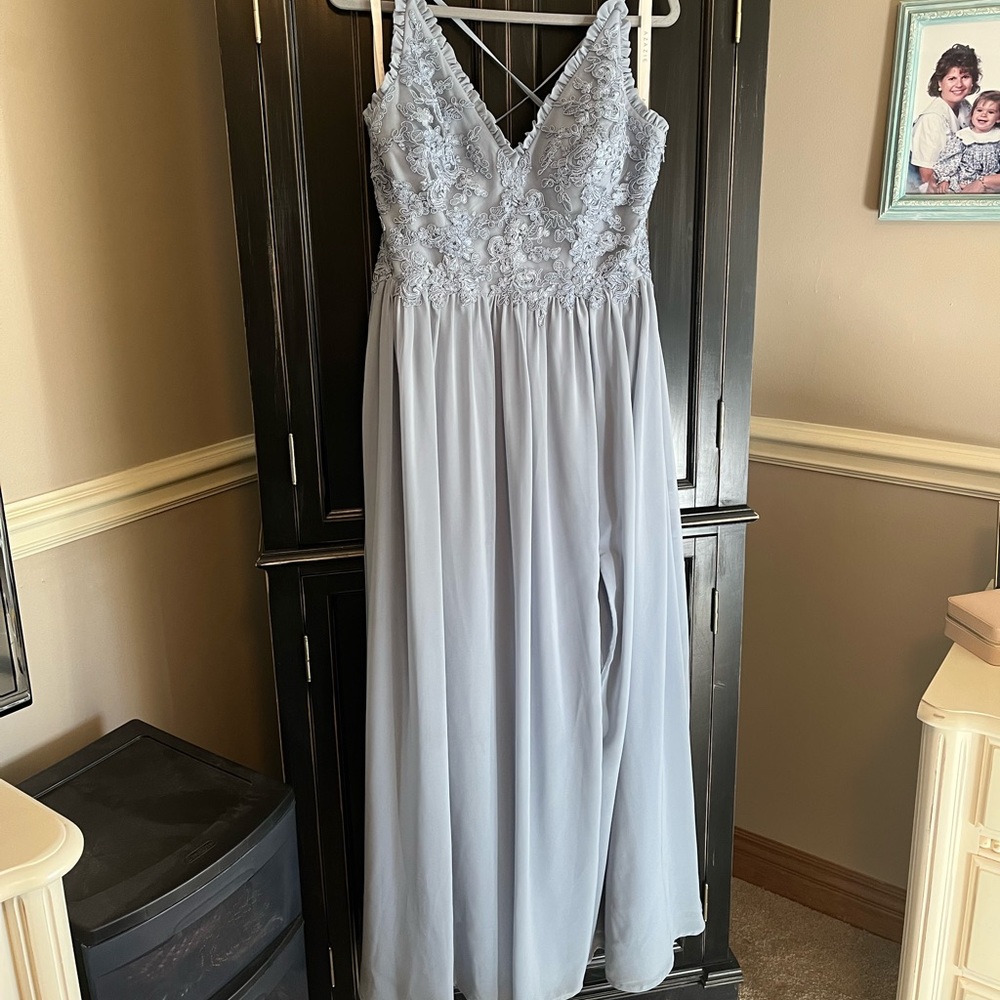 Azazie dusty blue bridesmaid dress